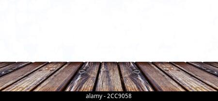 empty wooden table top view over sparkle light background Stock Photo