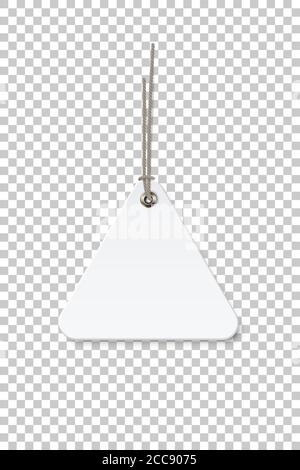 Blank white triangle paper price tag isolated on transparent background Stock Vector