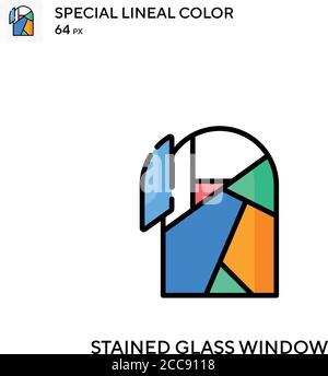 Stained glass window Special lineal color vector icon. Illustration symbol design template for web mobile UI element. Stock Vector