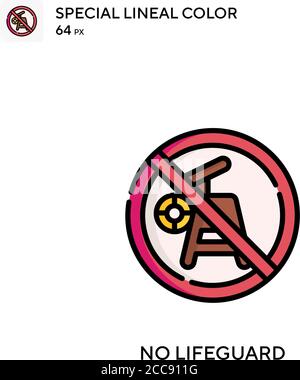No lifeguard Special lineal color vector icon. Illustration symbol design template for web mobile UI element. Stock Vector