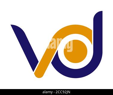 Stylized lowercase letters V and D are linked by a single line for a logo, monogram, or monogram. Vector illustration isolated on a white background. Stock Vector