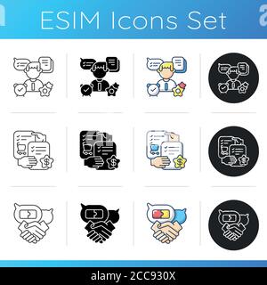 Teamwork skills icons set Stock Vector