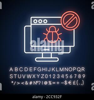 Forbidden website neon light icon Stock Vector