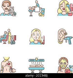 Beauty shop RGB color icons set Stock Vector