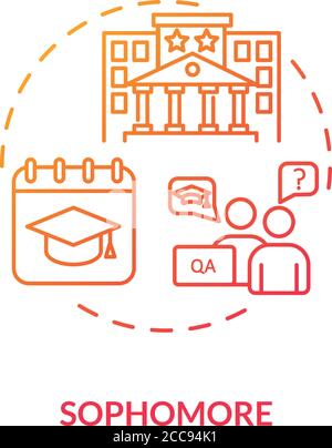 Sophomore red gradient concept icon Stock Vector