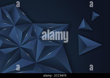 Triangle background of blue with dark space.Polygonal metal modern design. Stock Vector