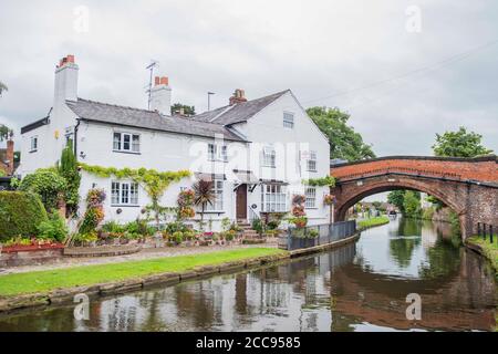 Lymm, UK.  19.08.2020 Pictured:  The Bridgewater canal runs through the village of Lymm, Cheshire. Stock Photo