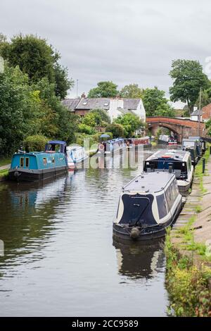 Lymm, UK.  19.08.2020 Pictured:  The Bridgewater canal runs through the village of Lymm, Cheshire. Stock Photo