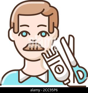 Mens hair cut RGB color icon Stock Vector