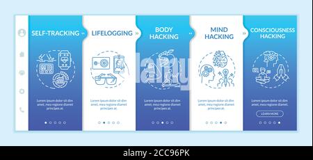 Biohacking elements onboarding vector template Stock Vector