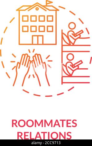 Roommates relations red gradient concept icon Stock Vector