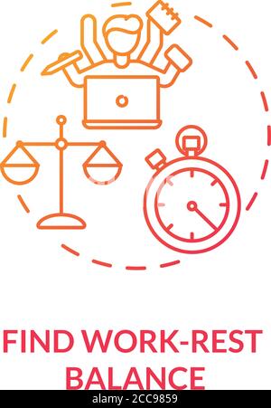 Find work rest balance red gradient concept icon Stock Vector