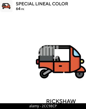 Rickshaw Special lineal color vector icon. Illustration symbol design template for web mobile UI element. Stock Vector