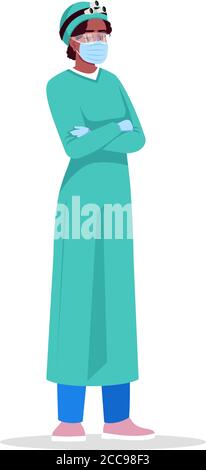 Surgeon semi flat RGB color vector illustration Stock Vector