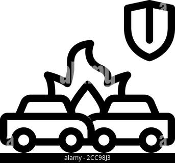 car accident crash insurance icon vector outline illustration Stock Vector