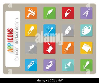 Design tools icons set Stock Vector