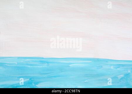 Abstract textured paper painted background with an white sky to blue sea Stock Photo