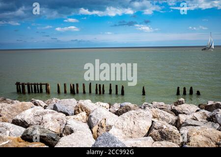 Rock armour East Lane Bawdsey Suffolk UK Stock Photo