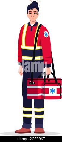 Paramedic semi flat RGB color vector illustration Stock Vector