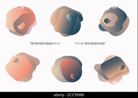 Blots, abstract multicolored pastel drops for design of application backgrounds, social media backdrops. Smooth transitions of colors in drip shapes Stock Vector