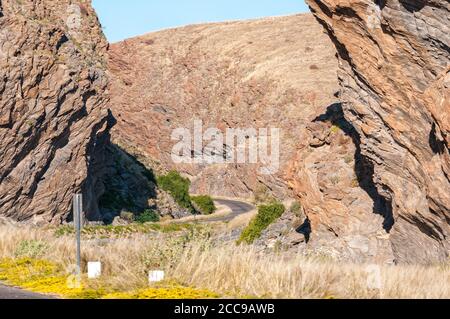 View of the Kuiseb Pass and Kuiseb Canyon on road C14 in Namibia Stock Photo