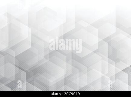 Abstract design of white hexagonal pattern technology with halftone decorative background. Decorate for ad, poster, artwork, template design, print. Stock Vector
