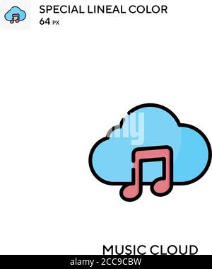 Music cloud Special lineal color vector icon. Illustration symbol design template for web mobile UI element. Stock Vector