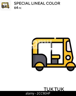 Tuk tuk Special lineal color vector icon. Illustration symbol design template for web mobile UI element. Stock Vector
