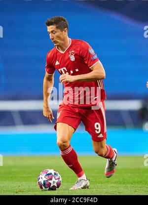Lisbon, Lissabon, Portugal, 19th August 2020.  Robert LEWANDOWSKI, FCB 9   in the semifinal match UEFA Champions League, final tournament FC BAYERN MUENCHEN - OLYMPIQUE LYON 3-0 in season 2019/2020, FCB,  © Peter Schatz / Alamy Live News  / Pool   - UEFA REGULATIONS PROHIBIT ANY USE OF PHOTOGRAPHS as IMAGE SEQUENCES and/or QUASI-VIDEO -  National and international News-Agencies OUT Editorial Use ONLY Stock Photo