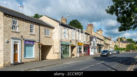 Shops on the High Street in Boston Spa, West Yorkshire Stock Photo