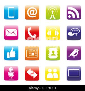 Illustration of colorful communication icons isolated on a white background Stock Photo