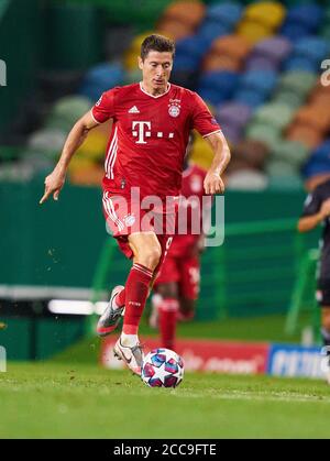 Lisbon, Lissabon, Portugal, 19th August 2020.  Robert LEWANDOWSKI, FCB 9  in the semifinal match UEFA Champions League, final tournament FC BAYERN MUENCHEN - OLYMPIQUE LYON 3-0 in season 2019/2020, FCB,  © Peter Schatz / Alamy Live News  / Pool   - UEFA REGULATIONS PROHIBIT ANY USE OF PHOTOGRAPHS as IMAGE SEQUENCES and/or QUASI-VIDEO -  National and international News-Agencies OUT Editorial Use ONLY Stock Photo