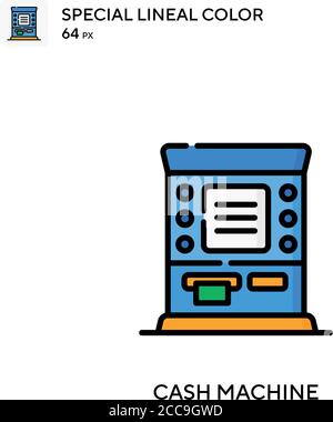 Cash machine Special lineal color vector icon. Illustration symbol design template for web mobile UI element. Stock Vector