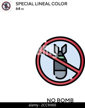 No bomb Special lineal color vector icon. Illustration symbol design template for web mobile UI element. Stock Vector
