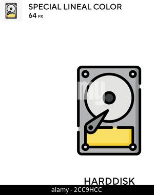 Harddisk Special lineal color vector icon. Illustration symbol design template for web mobile UI element. Stock Vector