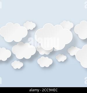 Illustration of white clouds on a light blue background Stock Photo