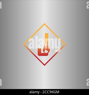 Alphabet combine flame icon template vector Stock Vector