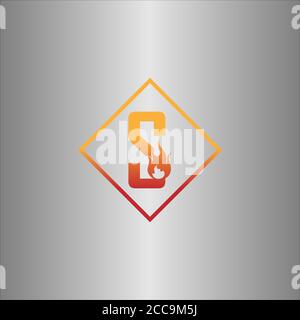 Alphabet combine flame icon template vector Stock Vector
