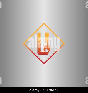 Alphabet combine flame icon template vector Stock Vector