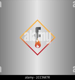 Alphabet combine flame icon template vector Stock Vector