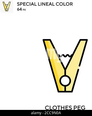 Clothes peg Special lineal color vector icon. Illustration symbol design template for web mobile UI element. Stock Vector