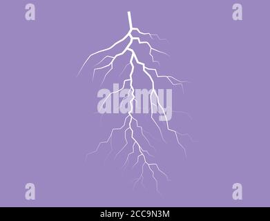 Silhouette Of A Thunder Lightning On A Lilac Background Stock Vector