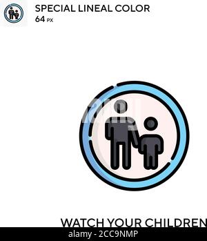 Watch your children Special lineal color vector icon. Illustration symbol design template for web mobile UI element. Stock Vector