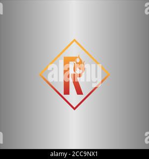 Alphabet combine flame icon template vector Stock Vector