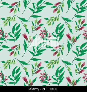 Floral seamless pattern with tropical leaves. Botanical illustration background. Textile print, fabric swatch, wrapping paper. Stock Vector
