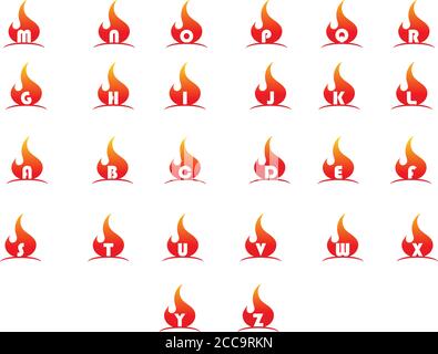 Set fire fonts  logo icon template Stock Vector