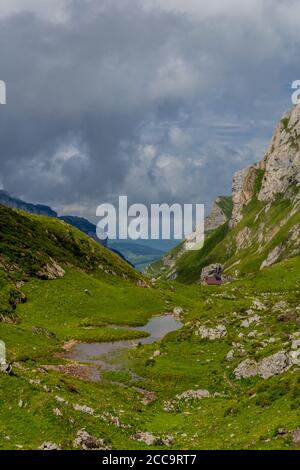 Beautiful exploration tour through the Appenzell mountains in Switzerland. - Appenzell/Alpstein/Switzerland Stock Photo