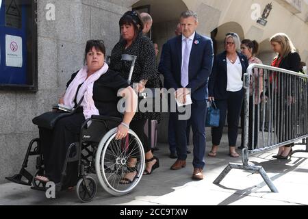 Lisa Rutherford, (front) the mother of Chloe Rutherford, 17, who died along with her boyfriend Liam Curry, 19, both victims of the Manchester Arena bombing, leaves the Old Bailey in London, with family members of other victims, after terrorist Hashem Abedi was handed a record-breaking 55-year minimum term. Stock Photo