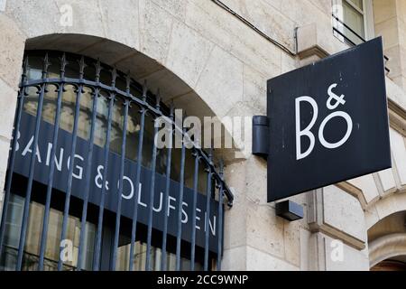 Bordeaux , Aquitaine / France - 08 16 2020 : Bang & Olufsen text and logo sign front of store Danish consumer electronics company b&o Stock Photo