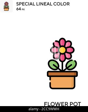 Flower pot Special lineal color vector icon. Illustration symbol design template for web mobile UI element. Stock Vector